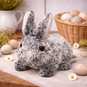 Vintage Kids of America Co Plush Grey Bunny Plush Stuffed Animal‎ Toy